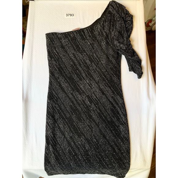 Fashion Magazine Women Cocktail Dress size XS One Sleeve KneeLength Sequin Black - Picture 10 of 10
